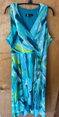 Vestido sin mangas Chetta B para mujer talla 16 azul, verde, amarillo, blanco Foto 1 de 4