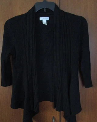 Kenar 黑色开口开衫毛衣大号粘纤和尼龙胸围 44 长度 23 英寸 — 第 1/4 张图片