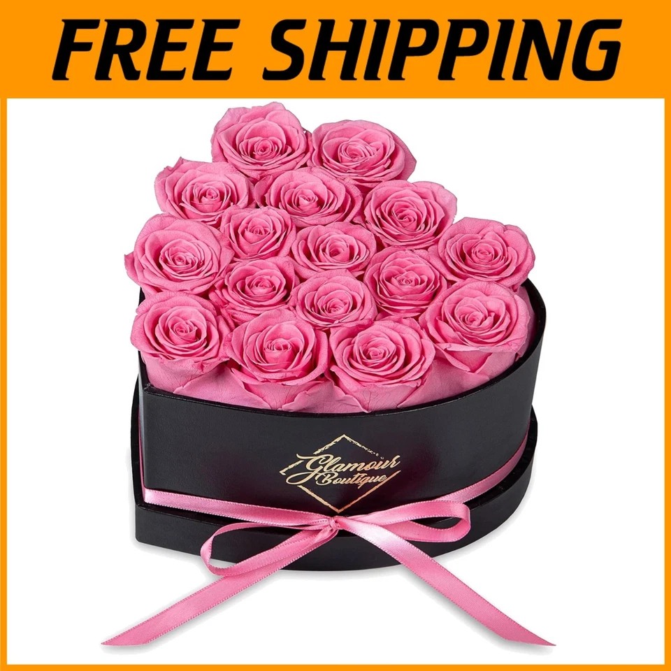 Caja Corazón Forever Roses - 16 Flores Rosa Conservadas Foto 1 de 4
