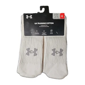 Calcetines de entrenamiento Under Armour de algodón para hombre, blancos, talla 8-12, 6 pares - Imagen 1 de 1