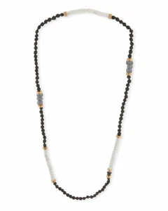 Collar largo con cuentas de piedra lunar Akola - Imagen 1 de 8