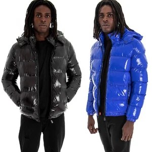 Giubbotto Uomo Vernice Tinta Unita Lucido Bomber Puffer GIOSAL - Imagen 1 de 18