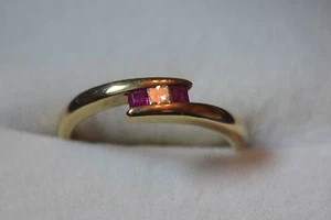 BN 9ct gold square cut channel set ruby and diamond ring size M valentine gift - Picture 1 of 2