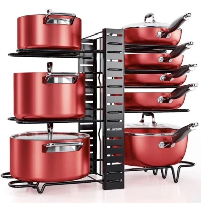 Organizador de ollas y sartenes para gabinete organizador de ollas y sartenes ajustable de 8 niveles Foto 1 de 4