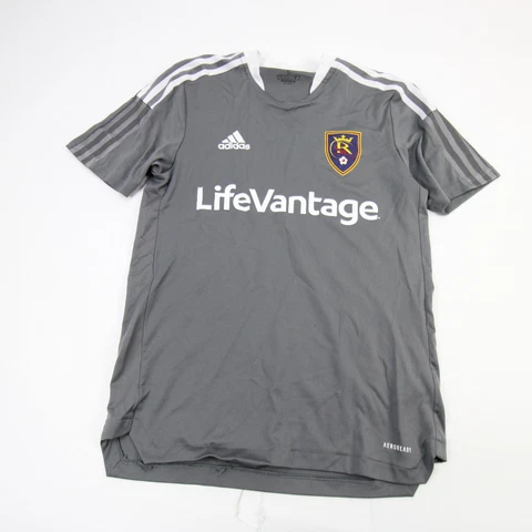 Real Salt Lake adidas Aeroready Short Sleeve Shirt Men's Gray/White Used Cover