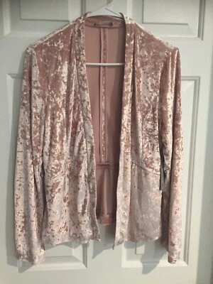 NWT Tart Collections Light Pink Crushed Velvet Open Cardigan Jacket Top S $185 - Image 1 of 4