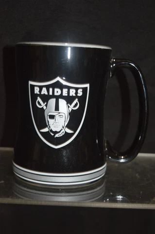 NFL Los Angeles Raiders 12oz Ceramic Team Mug Black Logo Cover