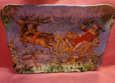 Michel Design Works Christmas Joy Santa Sleigh & Reindeer  Cookie Tray  - Image 1 of 4