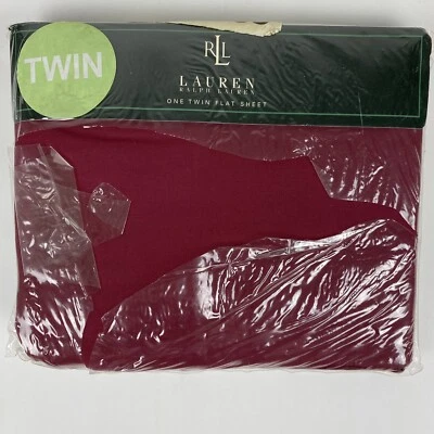 Lauren Ralph Lauren Solids Wine Twin Flat Sheet 100% Cotton NEW - Image 1 of 3