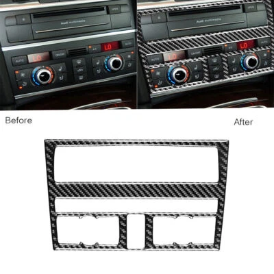 For Audi Q7 2008-2015 Carbon Fiber Console AC & CD Panel Trim Cover Sticker 1Pcs - Image 1 of 4