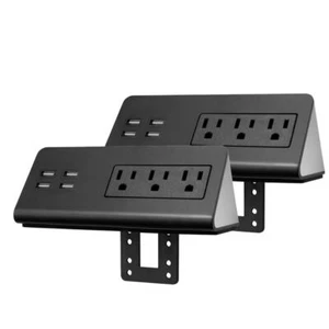 Two Desk Edge Mount Power Outlets With Usb Charge Ports (Set of 2) - Picture 1 of 6
