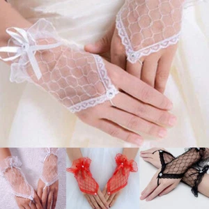 Sexy Lace Gloves Women Bridal Evening Wedding Costume Short Fingerless Gloves US - Picture 1 of 12