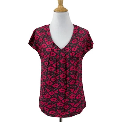 Boden блузка женщин 4 мульти цветочный Ravello шелковая смесь плиссированные коротким рукавом Топ - Изображение 1 из 4