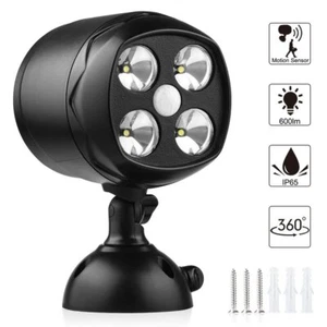 4 LED Nachtlicht Wandleuchte mit Bewegungsmelder Batterie Außen Strahler Lampe - Bild 1 von 12