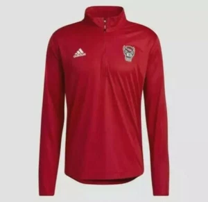 Adidas NC State Wolfpack Men X/L 1/2-Zip Lightweight Pullover S/S Red Jacket New - Picture 1 of 4