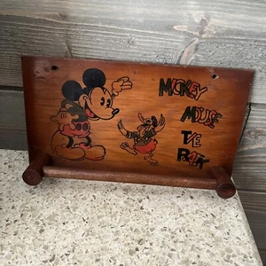 Vintage 1930's Walt Disney Wooden Tie Mickey Mouse Donald Duck Wood Tie Rack - Picture 1 of 4