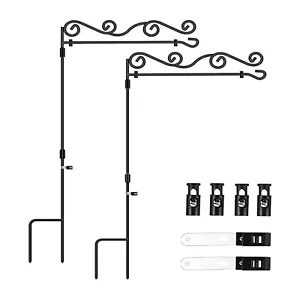 Garden Flag Stand Flagpole Yard Flag Stand with Clip Flag Holder Outdoor Decor - Picture 1 of 9