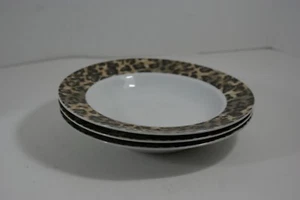 Tienshan Leopard Fine China 8 1/2" Soup Cereal Bowl White Lot of 3 - Picture 1 of 6