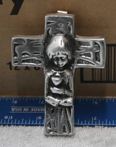 Vintage Metal Christmas Cross Wall Hanging 4" - Picture 1 of 5