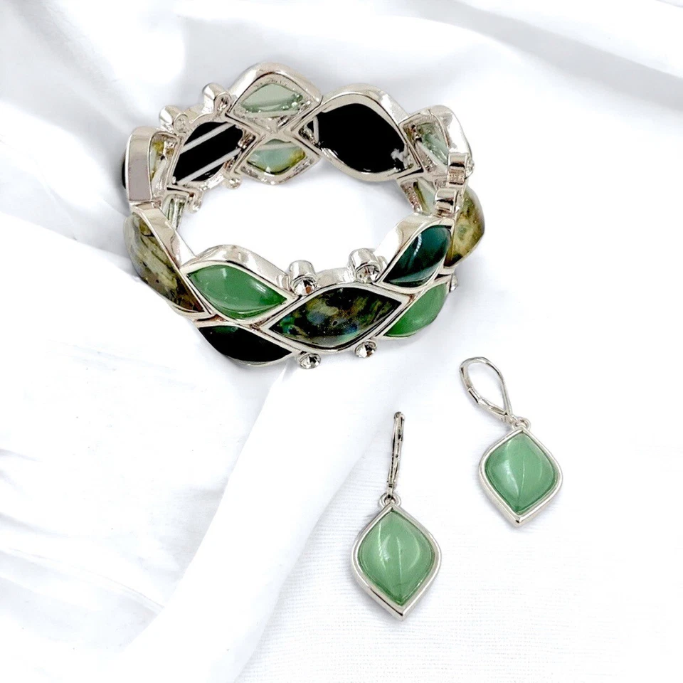 Conjunto de Joyería Dana Buchman Pulsera Pendientes Plateado Modernista Abstracto Regalo Foto 1 de 4