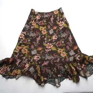 Cabi Reversible Midi Skirt Large Floral A Line Ruffle Boho Whimsical Whimsigoth - Picture 1 of 7