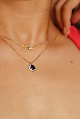 1.44ct Lab Grown Round Cut Diamonds 2 Chain Pendant in Solid 14kt Yellow Gold - Image 1 of 4