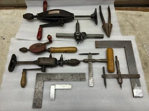 Werkzeug , Antik, Konvolut, DDR, Anreißnadeln, Hand-Bohrmaschinen, Winkel - Bild 1 von 7