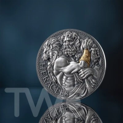 Heracles The Great Greek Mythology 2 oz Antique finish Silver Coin Cameroon 2025 - Image 1 of 4
