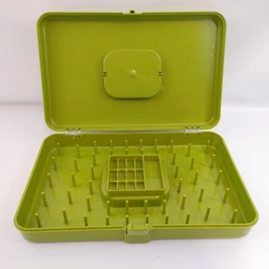 Vintage Wil-Hold THREAD CADDY Spool & Bobbin Storage Avocado Green USA - Picture 1 of 11