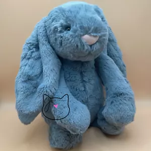 Jellycat BASHFUL DUSKY BLUE BUNNY Medium 12” New BNWT RETIRED Soft Plush Rabbit - Picture 1 of 8