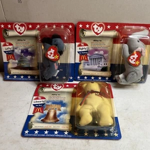 2000 McDonalds Ty Beanie Babies American Trio Lefty Righty and Libearty NEW - Picture 1 of 9