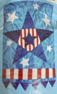 Decorative Nylon Appliqué Red White & Blue Star Yard Flag 28”x 42” NEW - Picture 1 of 4
