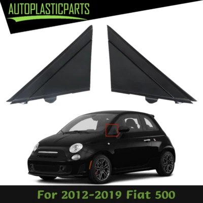 Rear View Mirror Triangle Plate Trim Matte Black For Fiat 500 2012 2013 14-2017 - Image 1 of 4