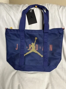 Nike Jordan x Jumpman Unisex Zippered Tote Bag (Blue/Gold/Coral) 9A0520-U9J - Picture 1 of 4