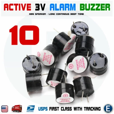 10pcs Active Buzzer Magnetic 3V Long Continous Beep Tone 12*9.5mm For Arduino
