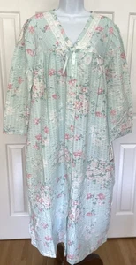 VTG NOS - Miss Elaine Home - XXL - Seersucker Nightgown Lounger - Seafoam Green - Picture 1 of 15