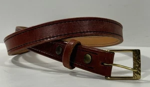 Kramer doppelter dicker Waffengürtel Mahagoni braun Leder Horsehide Messingschnalle 42" - Bild 1 von 8