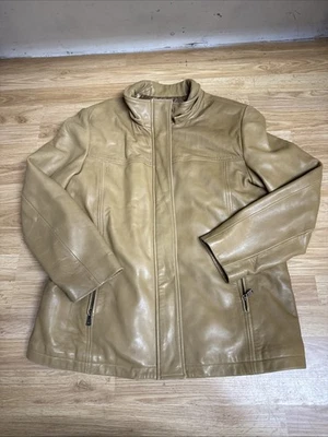 Marc New York Tan Leather Quilt Lined Full Zip Jacket Women's Size X-Large - Image 1 of 4