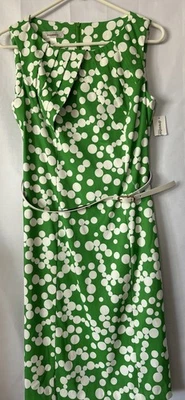 Dress Barn Darby Polka Dot Dress Size 8 Green with White Polka Dots NWT Flaw - Image 1 of 4