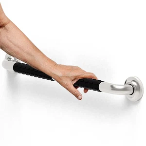 Barra de agarre de seguridad para baño de 24 pulgadas con empuñaduras antideslizantes suaves, tapa de carga ADA 500 lb - Imagen 1 de 9