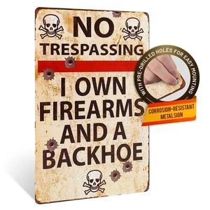 Metal No Trespassing Sign Funny Private Property Man Cave, Garage, Wall Decor - Picture 1 of 7