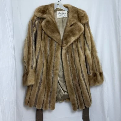 Vintage Max David Furs Genuine Mink Fur With Leather Trim Coat Women's 20x34 - Image 1 of 4
