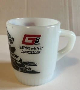Vintage Anchor Hocking Fire-King Advertising Coffee Mug General Battery Corp GBC - Picture 1 of 9
