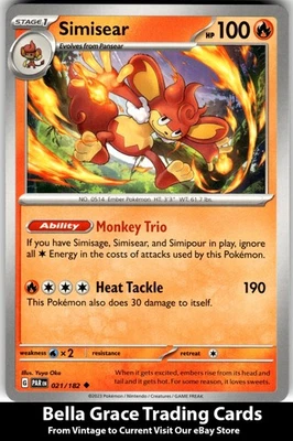 Simisear #021/182 SV04: Paradox Rift Pokemon Uncommon - Image 1 of 2