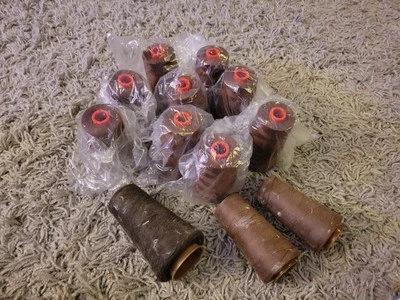 (12) Brown  Spun Poly Sunbelt Thread Tex 40 2 Cone Spool Lot 6,000 yds/each - Image 1 of 4