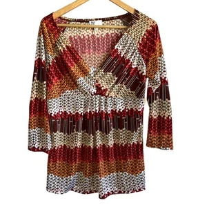 Top túnica JW para mujer grande cuello en V línea larga boho elástico nuevo con etiquetas - Imagen 1 de 5