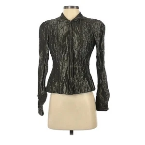 Worth Vintage Grey Long Sleeve Lagenlook Jacket Womens 0 Artsy 1980s Metallic - Picture 1 of 12
