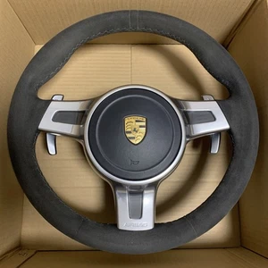 OEM Genuine Porsche Alcantara Sport Design Black Steering Wheel with LED Display - Picture 1 of 9