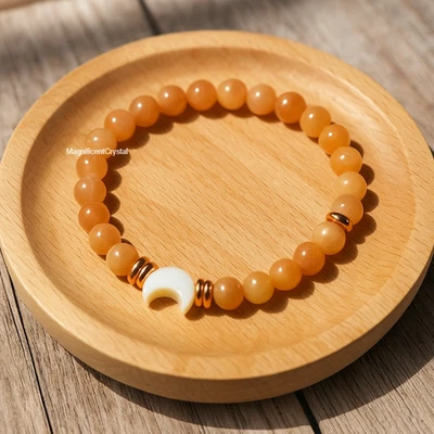 Pulsera de perlas de piedra solar de alta calidad fase lunar encanto equilibrio energético curativo Foto 1 de 4