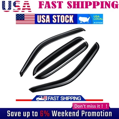 Protectores de lluvia para GMC Yukon 2000-2006 negros 4 piezas JDM con cinta 4x Foto 1 de 4